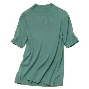 Kaszmirowy sweter z okrągłym dekoltem i pół rękawami