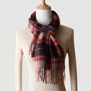 Klasyczny kaszmirowy szalik w kratkę