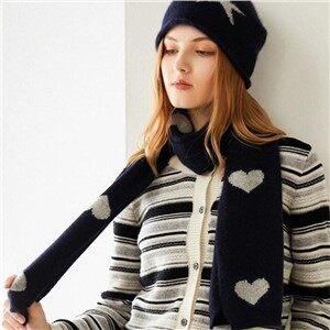 Сладък сърца плетен кашмирен шал