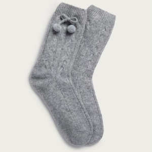 جوراب ترمه بافتنی زنانه کشمیر پوم پوم