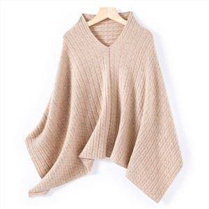 Дамско кашмирено кабелно плетене Леко пончо