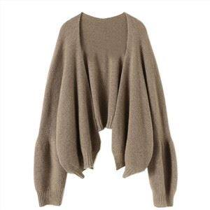 เสื้อกันหนาวคาร์ดิแกนแขนพัฟเลดี้แคชเมียร์