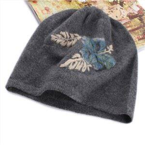 Damska haftowana kaszmirowa czapka