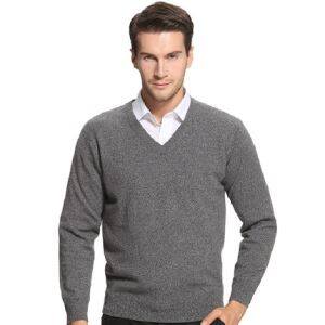 Sweter z gładkiej dzianiny z dekoltem w serek