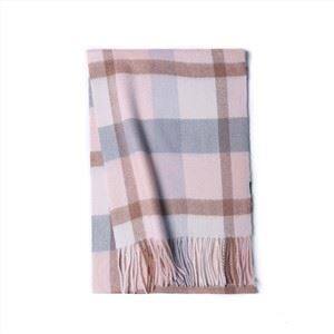 ผ้าพันคอลายหมากรุกวินเทจแคชเมียร์บริสุทธิ์