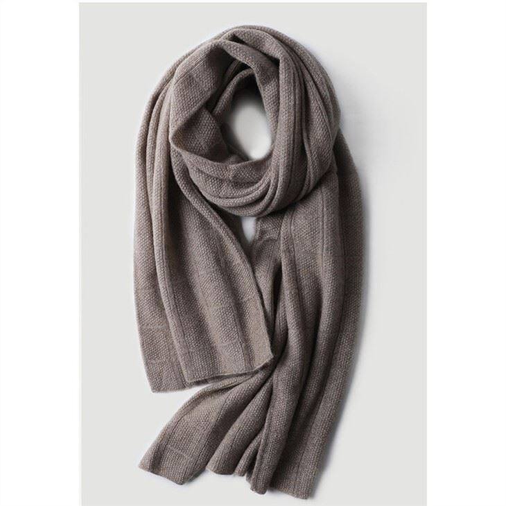 Solid Color Knitted Widened Cashmere Scarf