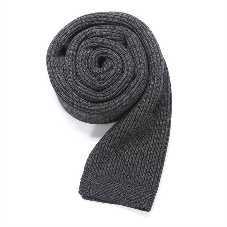 Solid Color Rib Knit Wool Scarf
