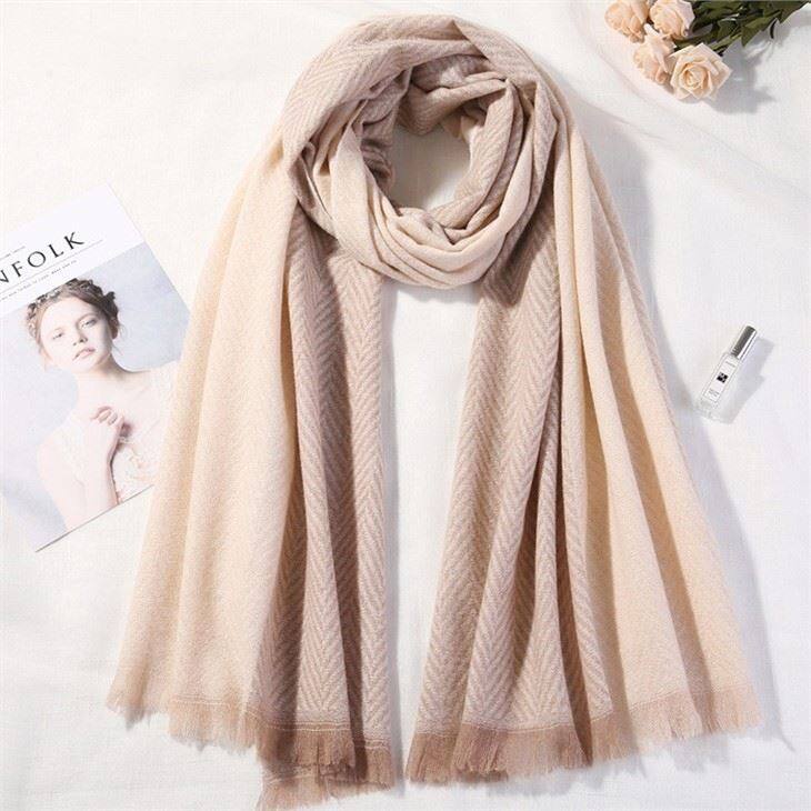 Solid Color Water Ripple Cashmere Scarf