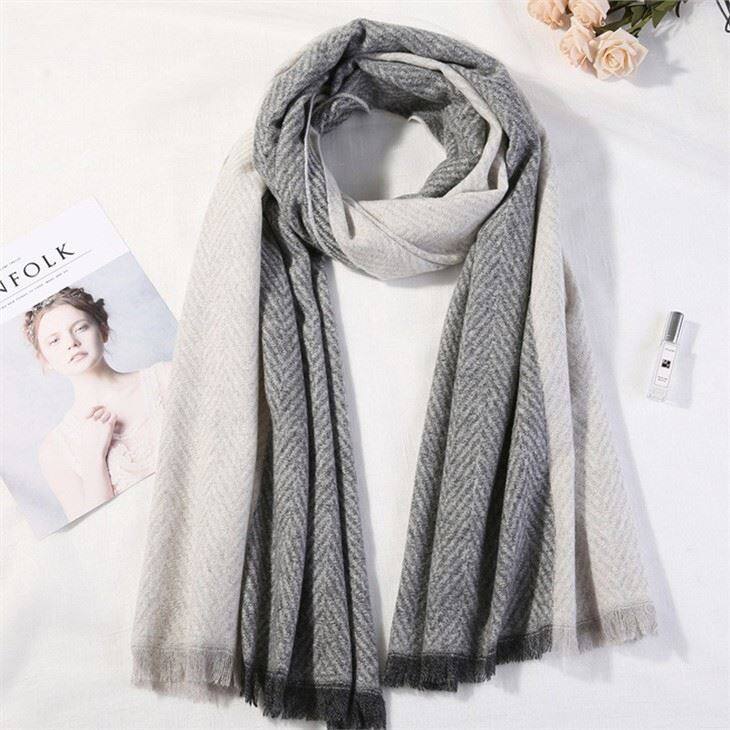 Solid Color Water Ripple Cashmere Scarf