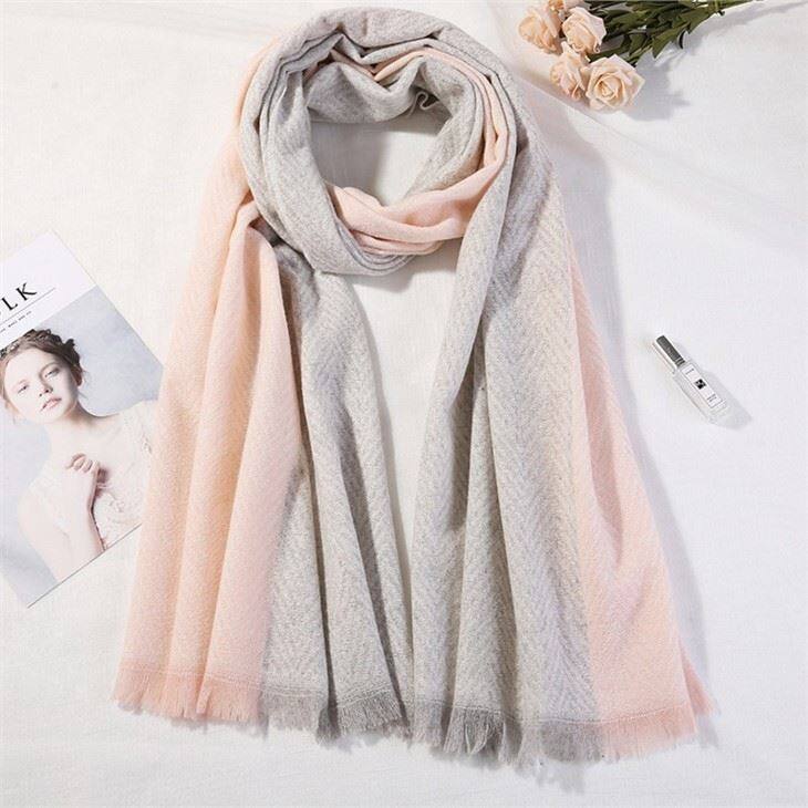 Solid Color Water Ripple Cashmere Scarf