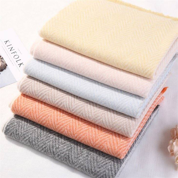 Solid Color Water Ripple Cashmere Scarf