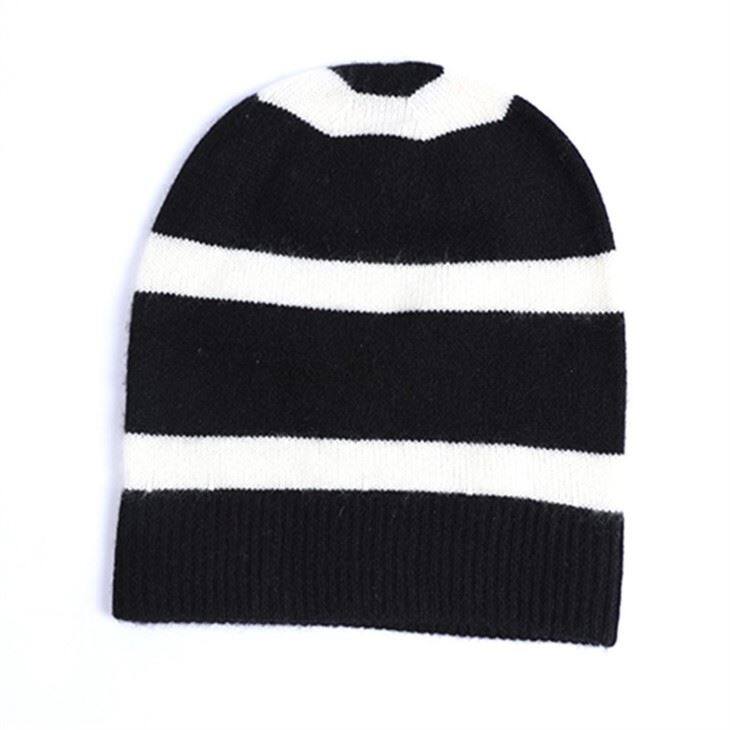 Mũ len cashmere dệt kim sọc trơn