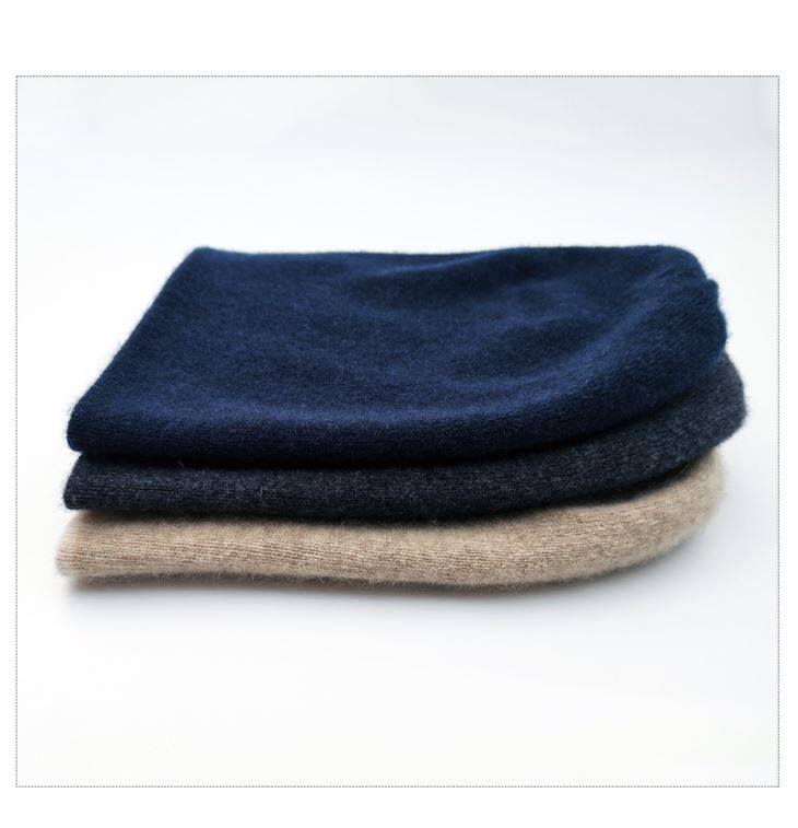 Thin Knit Men Double Layer Cashmere Beanie