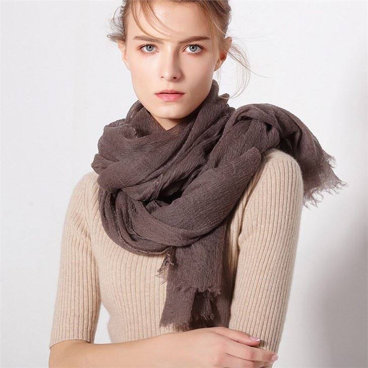 Translucent Solid Color Worsted Cashmere Scarf