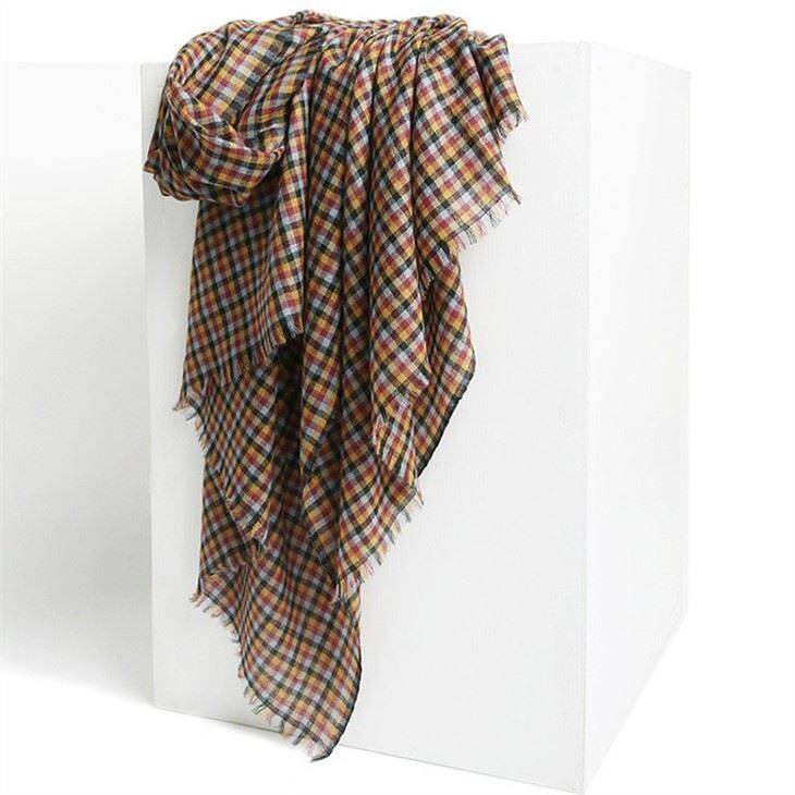 Ultra-Thin Checked Plaid Tartan Cashmere Scarf