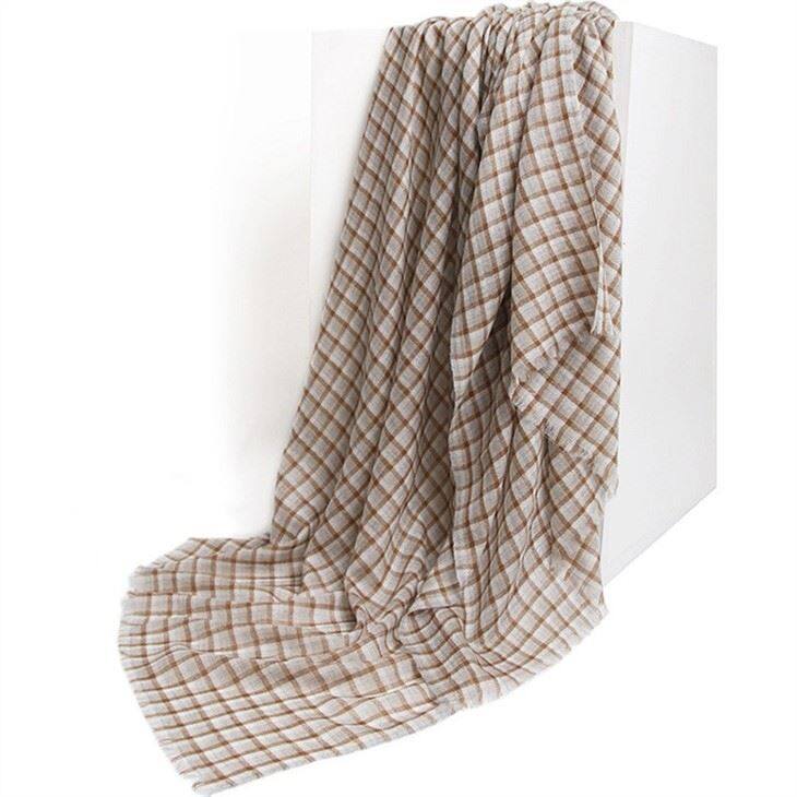 Ultra-Thin Checked Plaid Tartan Cashmere Scarf