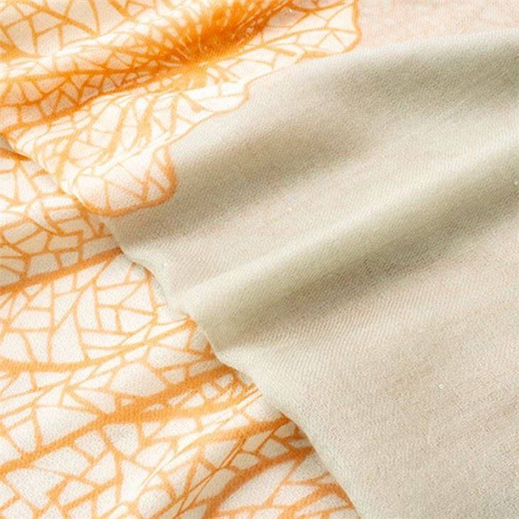 Ultra-Thin Leaf Print Worsted Cashmere Scarf