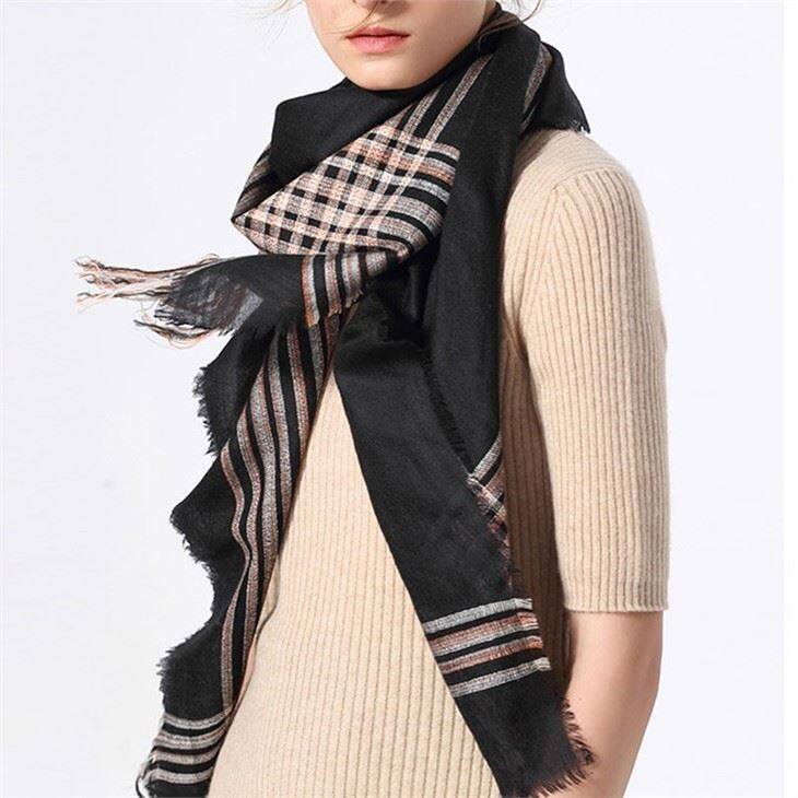 Unique Checked Plaid Tartan Square Cashmere Scarf