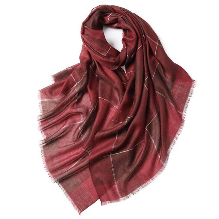 Vintage Checked Plaid Tartan Lightweight Cashmere Scarf