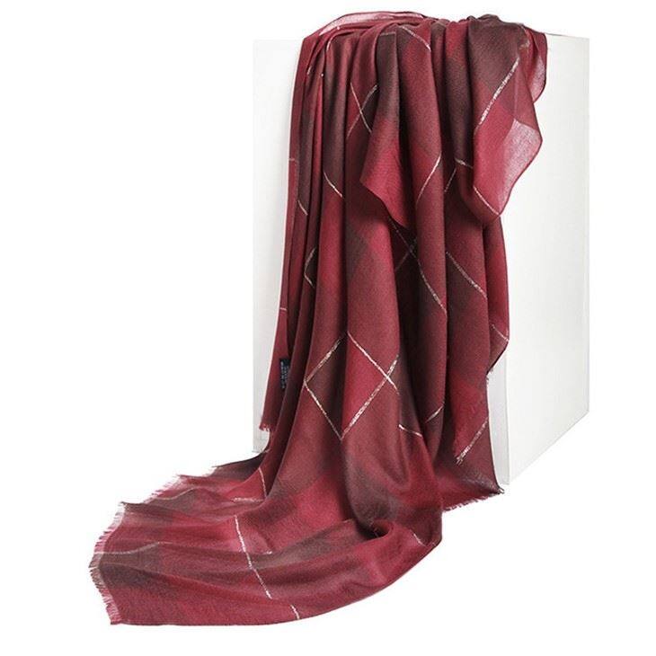 Vintage Checked Plaid Tartan Lightweight Cashmere Scarf