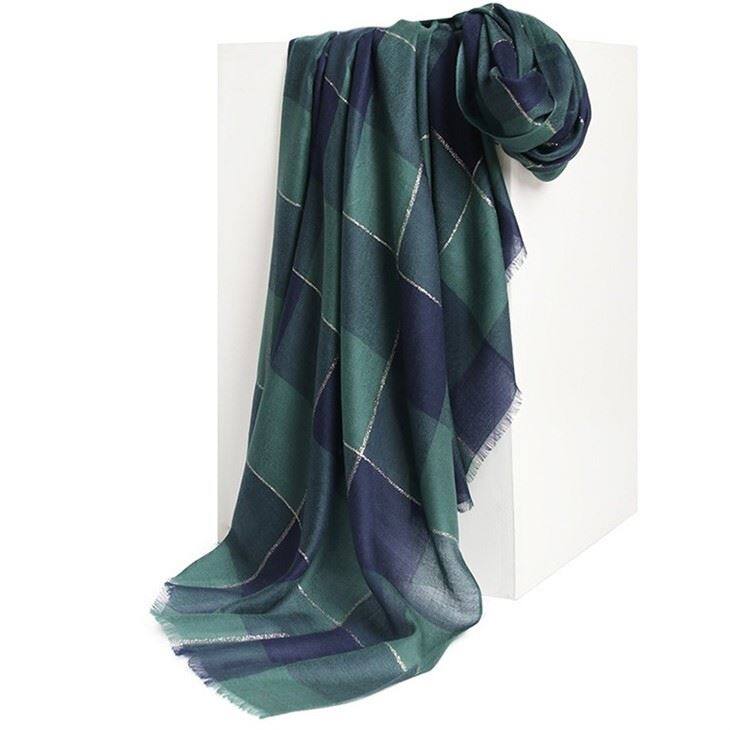 Vintage Checked Plaid Tartan Lightweight Cashmere Scarf