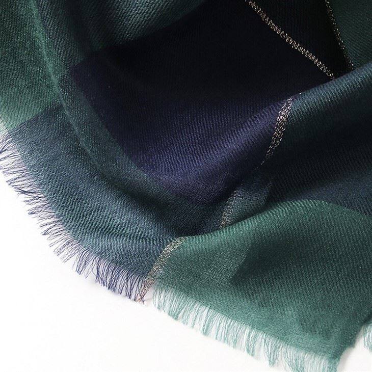 Vintage Checked Plaid Tartan Lightweight Cashmere Scarf