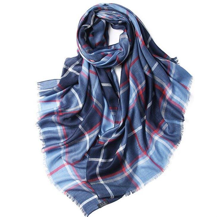 Water Soluble Checked Plaid Tartan Cashmere Scarf