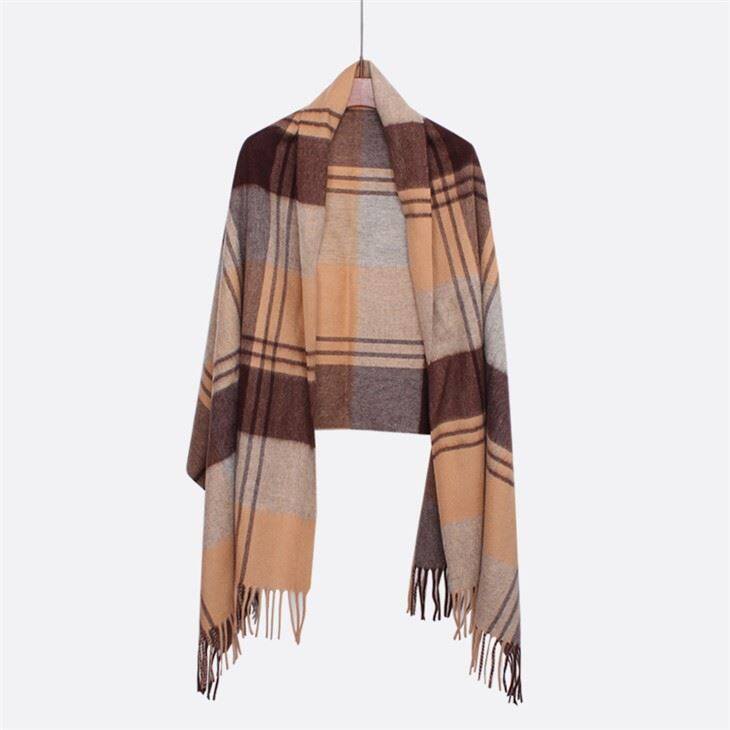 Xale de lã listrado oversized