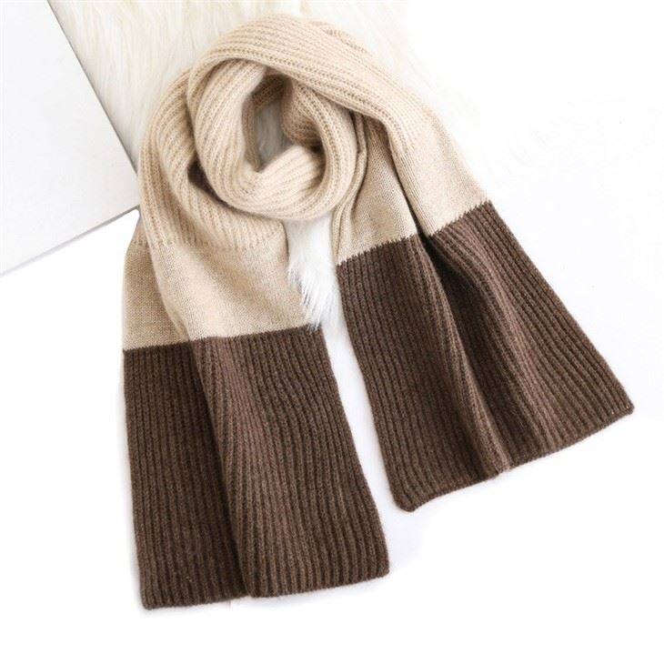 Winter Two-Tone Knitted Cashmere Scarf