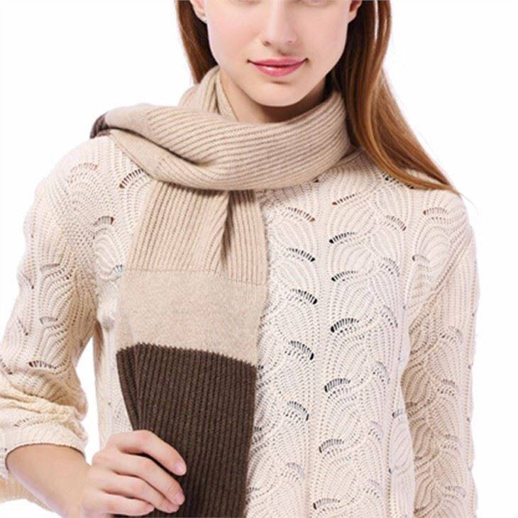 Winter Two-Tone Knitted Cashmere Scarf