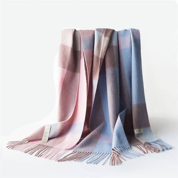 Women Checked Plaid Tartan Wool Scarf