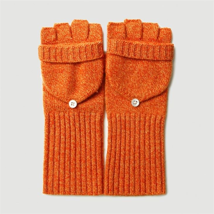 Women Half Finger Flip Cashmere Gloves