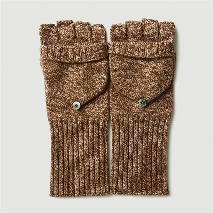 Women Half Finger Flip Cashmere Gloves