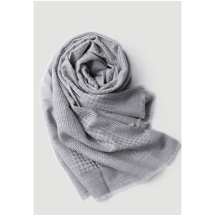 Women Hollow Solid Color Wool Scarf