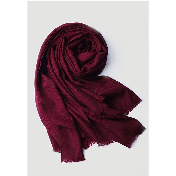 Women Hollow Solid Color Wool Scarf