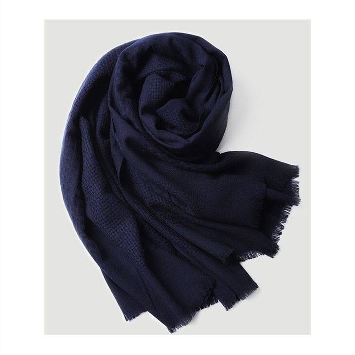 Women Hollow Solid Color Wool Scarf