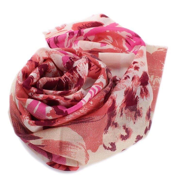 Women Leopard Spring Print Wool Scarf