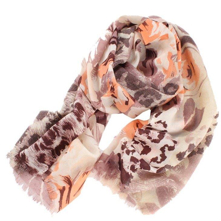 Women Leopard Spring Print Wool Scarf