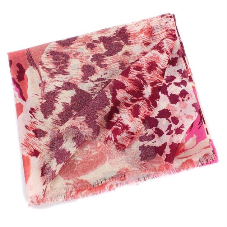 Women Leopard Spring Print Wool Scarf