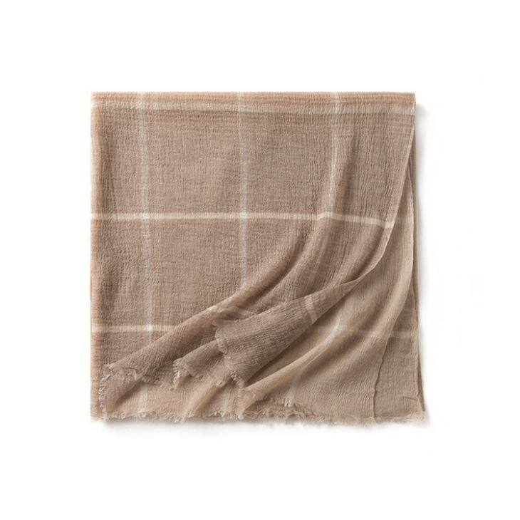 Worsted Plaid Wool Scarf