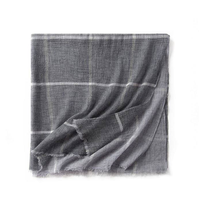 Worsted Plaid Wool Scarf