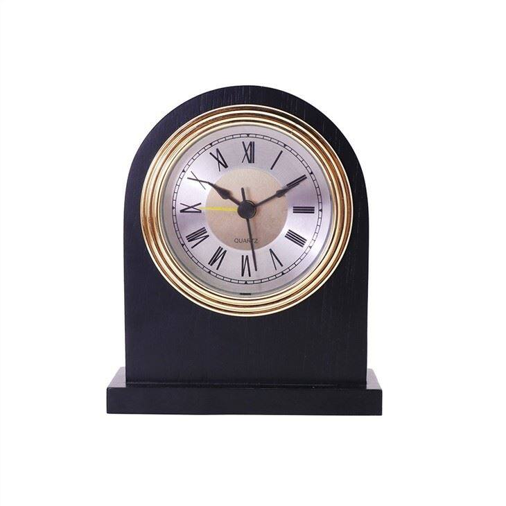Gold Frame Silver Bottom Black Roman Aluminum Clock Face Black Solid Wood Alarm Clock
