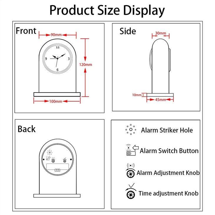 Solid Wood Tabletop Alarm Clock