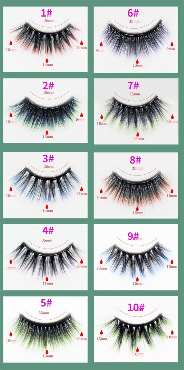 10 Pairs Colored Magnetic Lashes
