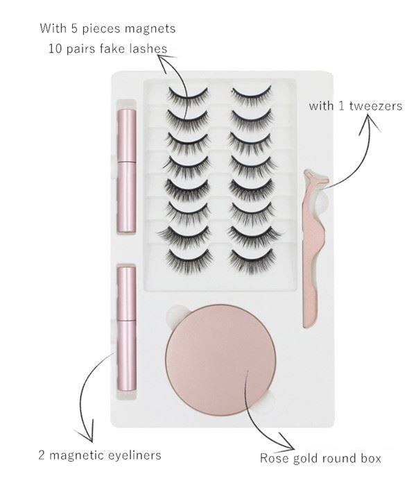 2 Pieces Magentic Eyeliners With 10 Pairs Magnetic Fake Lashes