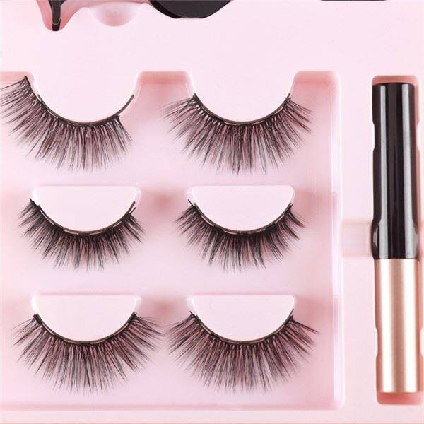 3 Pairs Magnetic Eyelashes With 1 Eyeliner