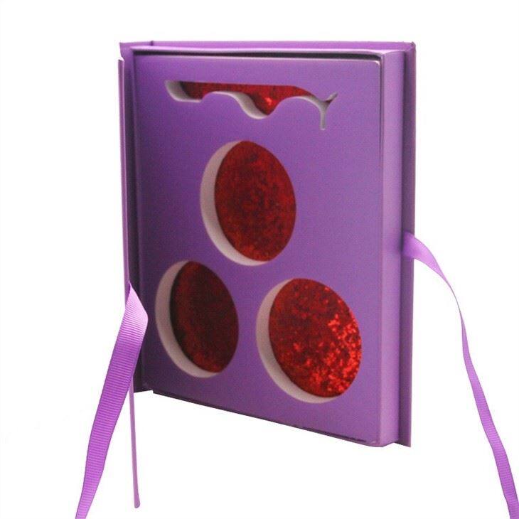 3 Pairs Purple Color Eyelashes Packing Box With Applicator