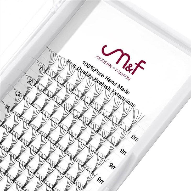 5Dshort stem premade fan lashes