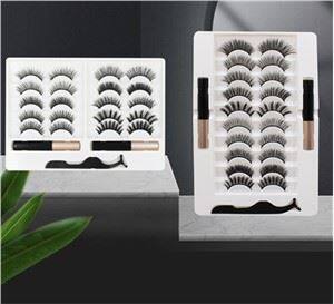 ขนตาแม่เหล็ก 10 คู่พร้อมอายไลเนอร์ 2 เส้น