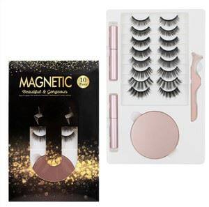 10 টি জুড়ি চৌম্বকীয় নকল ল্যাশ সহ 2 টুকরো ম্যাজেন্টিক আইলাইনার্স